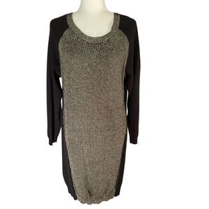 Lane Bryant Black Knit Metallic Panel Balloon Hem Sweater Dress Size 14/16